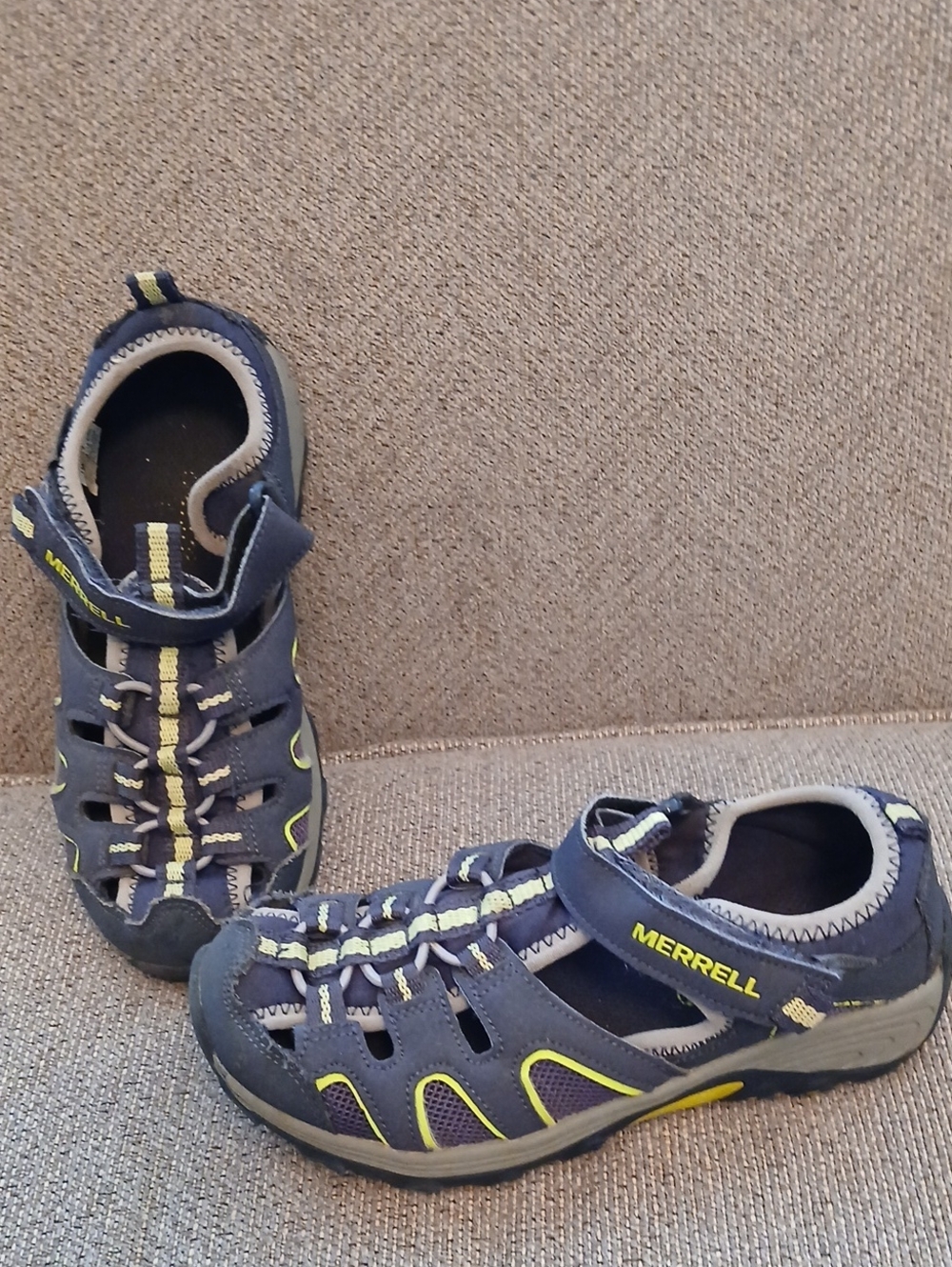 Boys Merrell M-Hydro H20 Sandal NV/LM, Navy Blue Water Sandal, Size 1 M